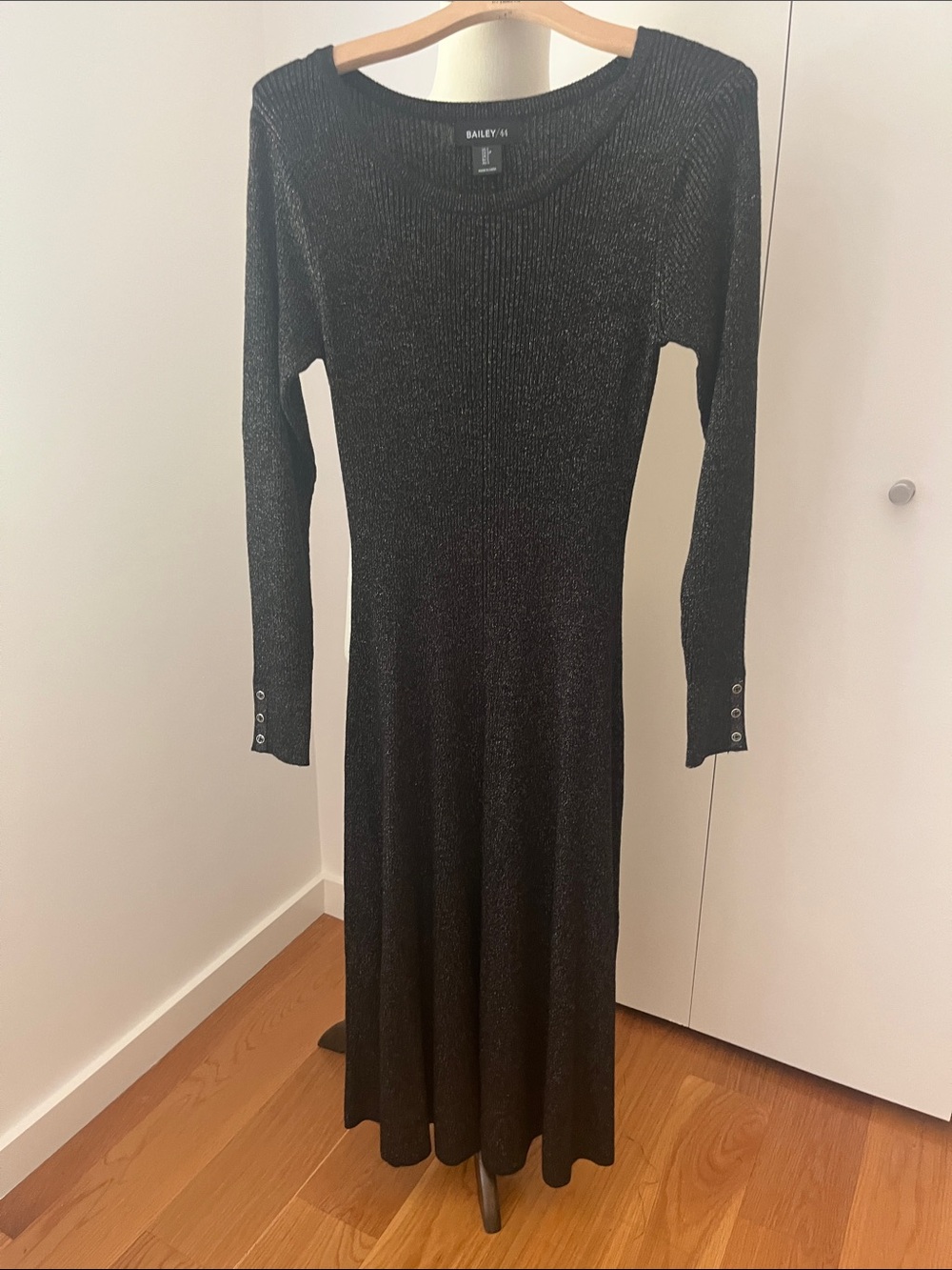 Bailey 44 Black Metallic Long-Sleeve Maxi Dress